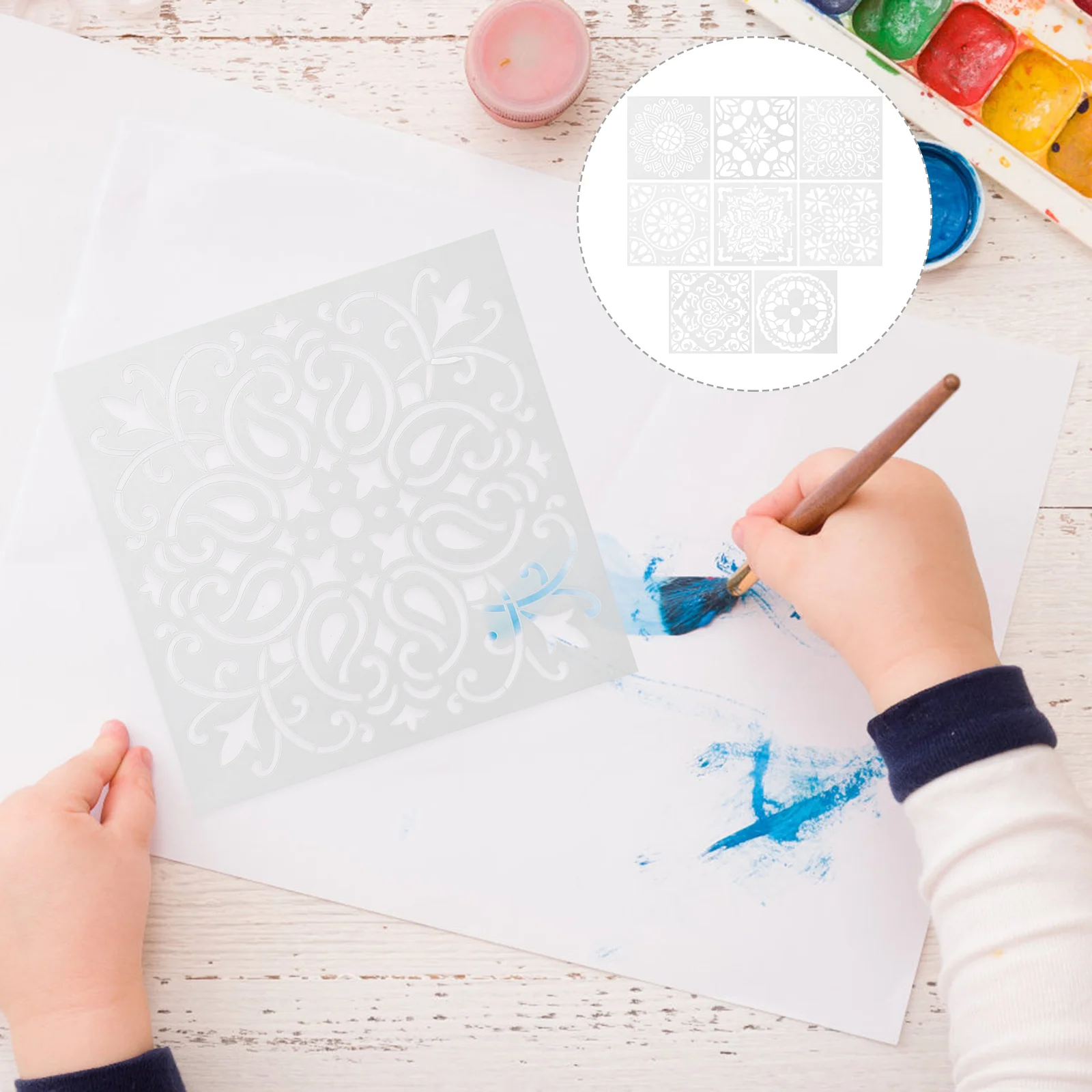 

Reusable Stencils Set Hollow Out Mandala Painting Stencil Flower Drawing Stencil Floor Wall Tile Stencils Spray template
