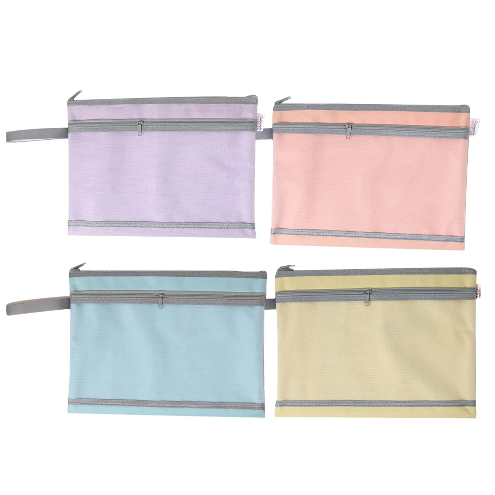 

4 Pcs Information Bag Zipper Pouch Visible with Students File Document Pouch Organizer Papers Holder