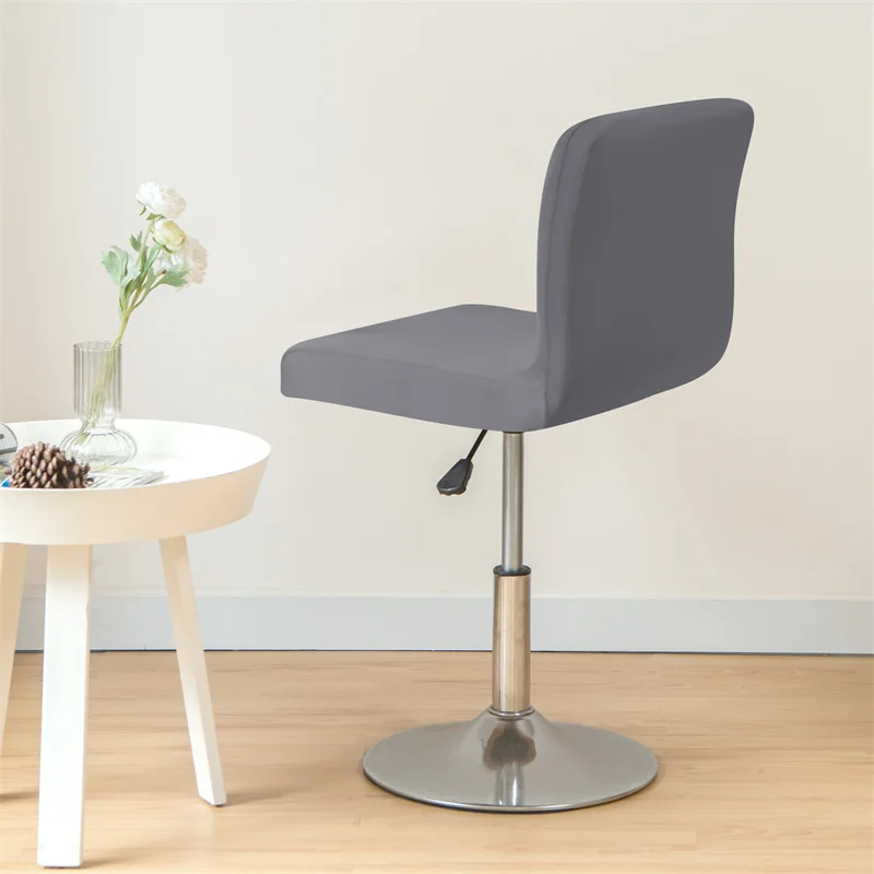 1Pc Water Repellent Bar Chair Cover Anti-dirty Short Back Chair Seat Slipcover Solid Color Armless Stool Protector for Hotel 4