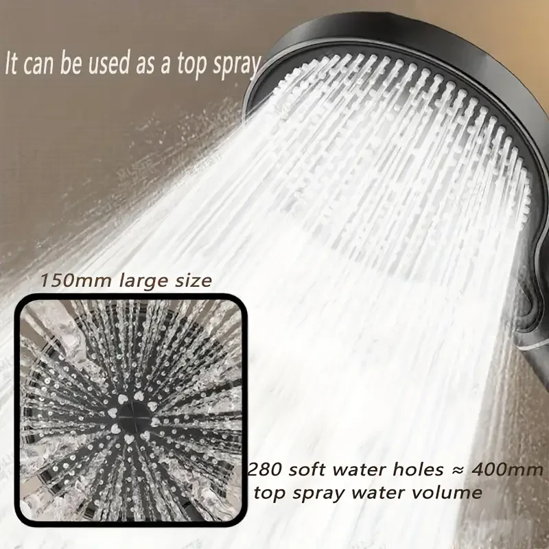 15cm Round Love Flower Showerhead: High-Pressure Spray Head with Super Absorbent Bathroom Home Shower Head Set for Large Water