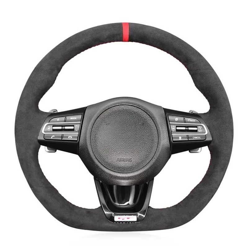 Rutschfester Lenkradbezug aus Wildleder für Kia Stinger 2017 2018 2019 2020, handgenäht, Original-Lenkradgeflecht