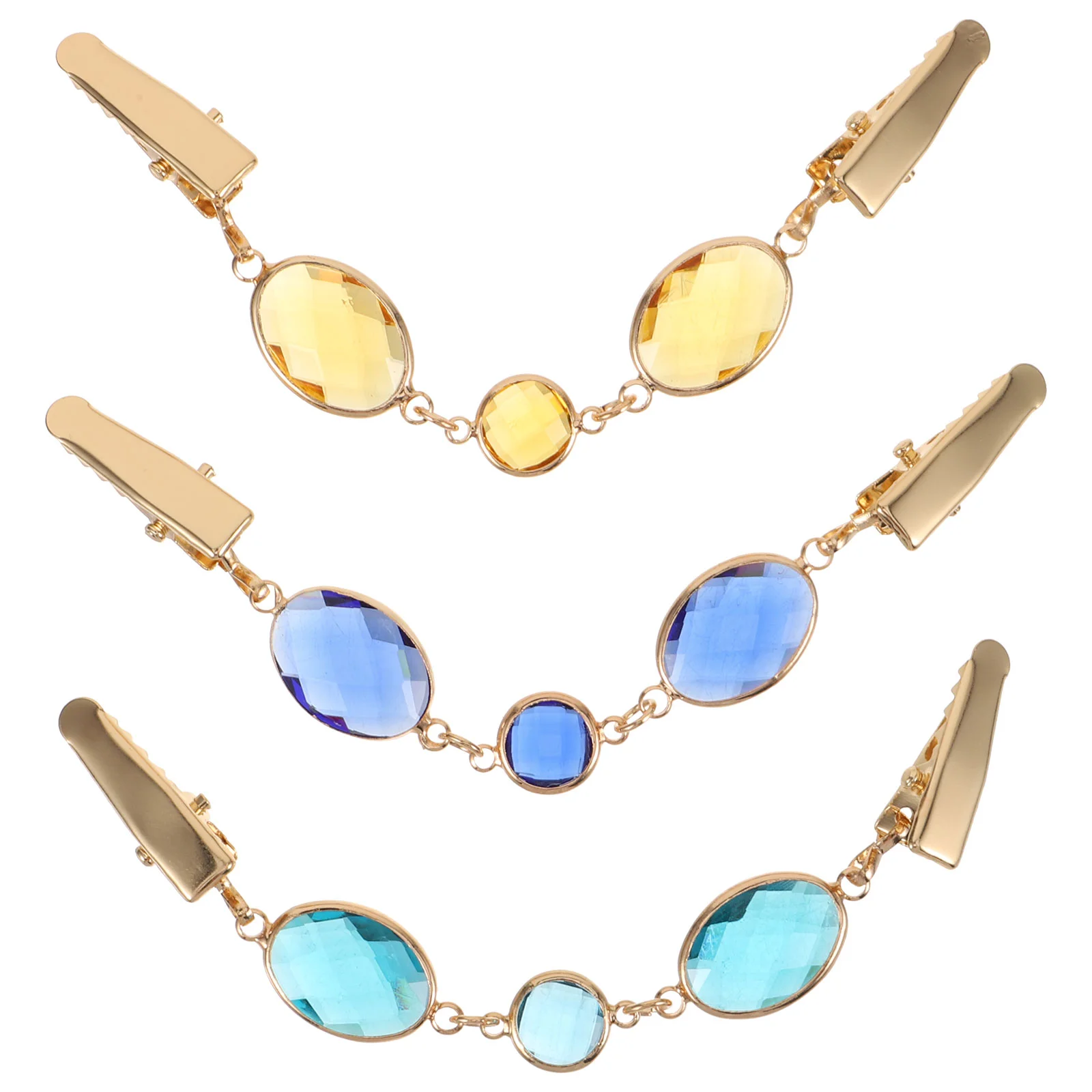 

3PC Women's Sweater Clips Glass Crystal Sweater Clips Bundle Clips Clothing Connection Buckle Cardigan Clips Sweater Collar