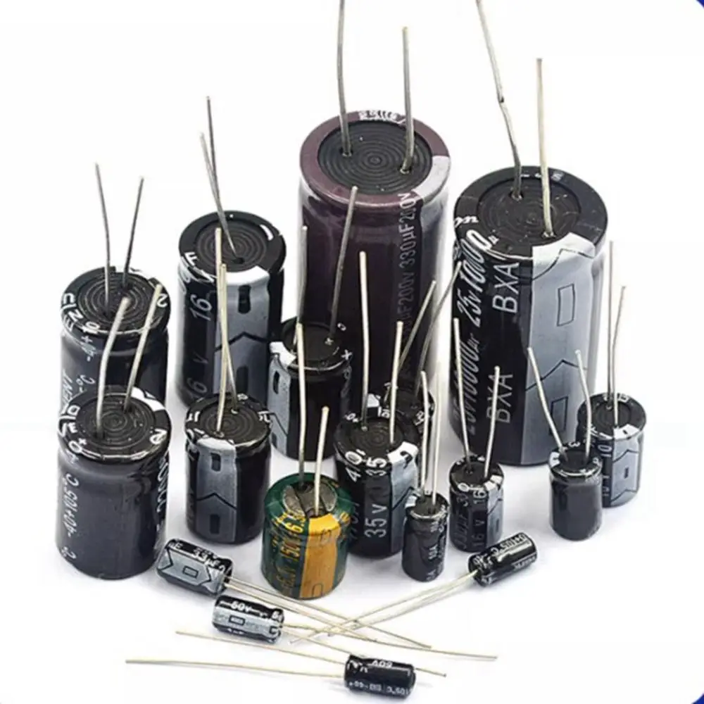 

10/20/30/50pcs Straight Aluminum Electrolytic Capacitor Element Black Electrolytic Capacitor In-line Capacitor