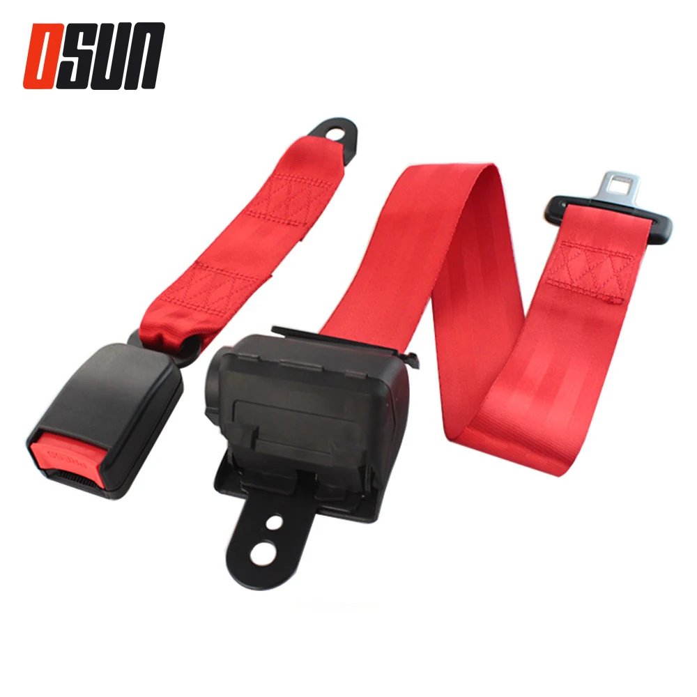 

2 Point Universal Car Red Seat Belts Safety Belt Extender Extension Buckle Adujstable Shoulder Seatbelt Fit For Most Auto Bus