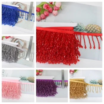 10 Yard 6 cm di Larghezza Frangia di Perline Tessuto Nappa Trim Nappe Abiti di Pizzo Cucito Decorazione Accessori Pennello Decorativo FAI DA TE