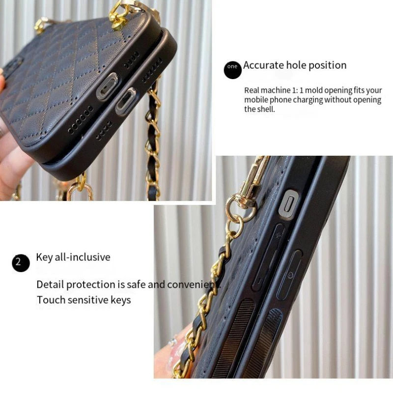 Custodia Con Catena Per IPhone 11/11 Pro/11 Pro Max - Cover Marmo Glitter Con Cordino Regolabile 1,5 M, Rimovibile (iPhone 11, CS 14) - 5