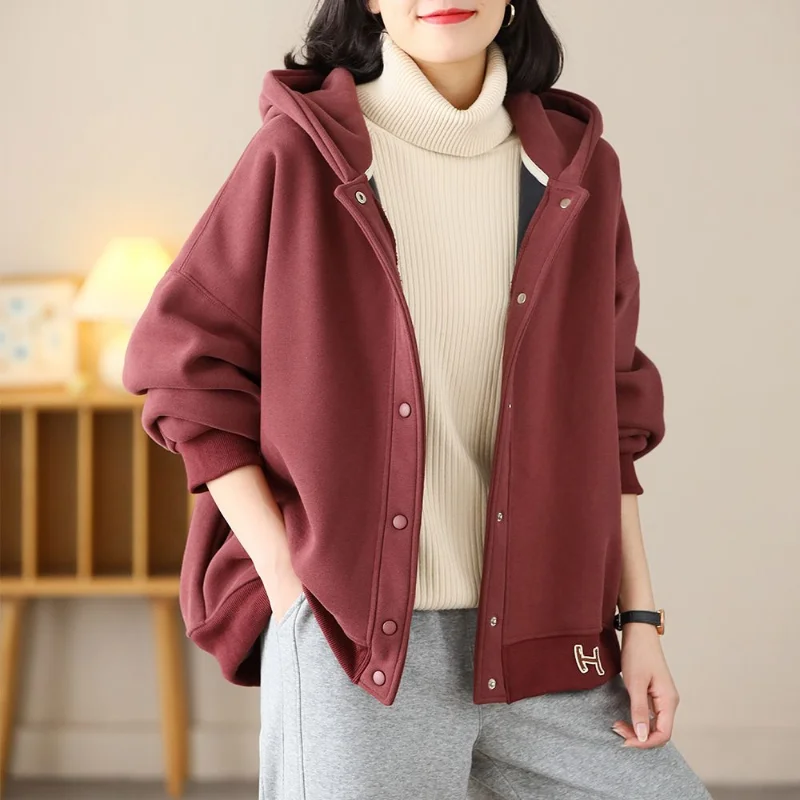 New Oversized Hoodie Sweatshirts Women Spring Autumn Jacket Long Sleeve Casual Korean Fashion Tops Cardigan Vintage Coat