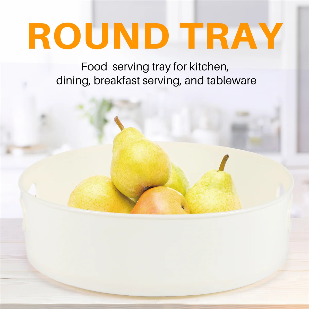 Rotating Tray Turntable Kitchen Storage Containers for Spice Jar Food Snack Tray Non Slip Dried Storage Plate, White 4