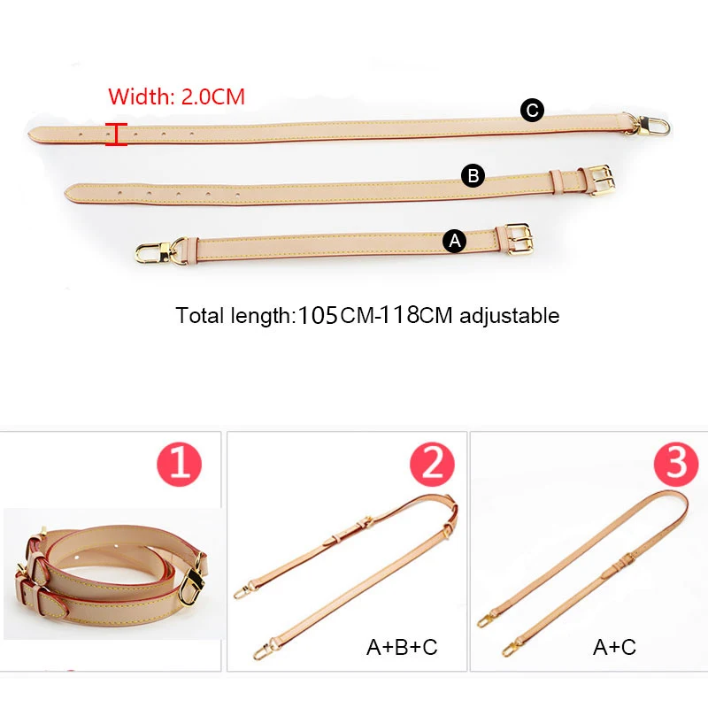 TINBERON Genuine Leather Bag Strap Luxury Handbag Straps Adjustable Shoulder Bag Strap Bags Accessories Bag Strap for Crossbody