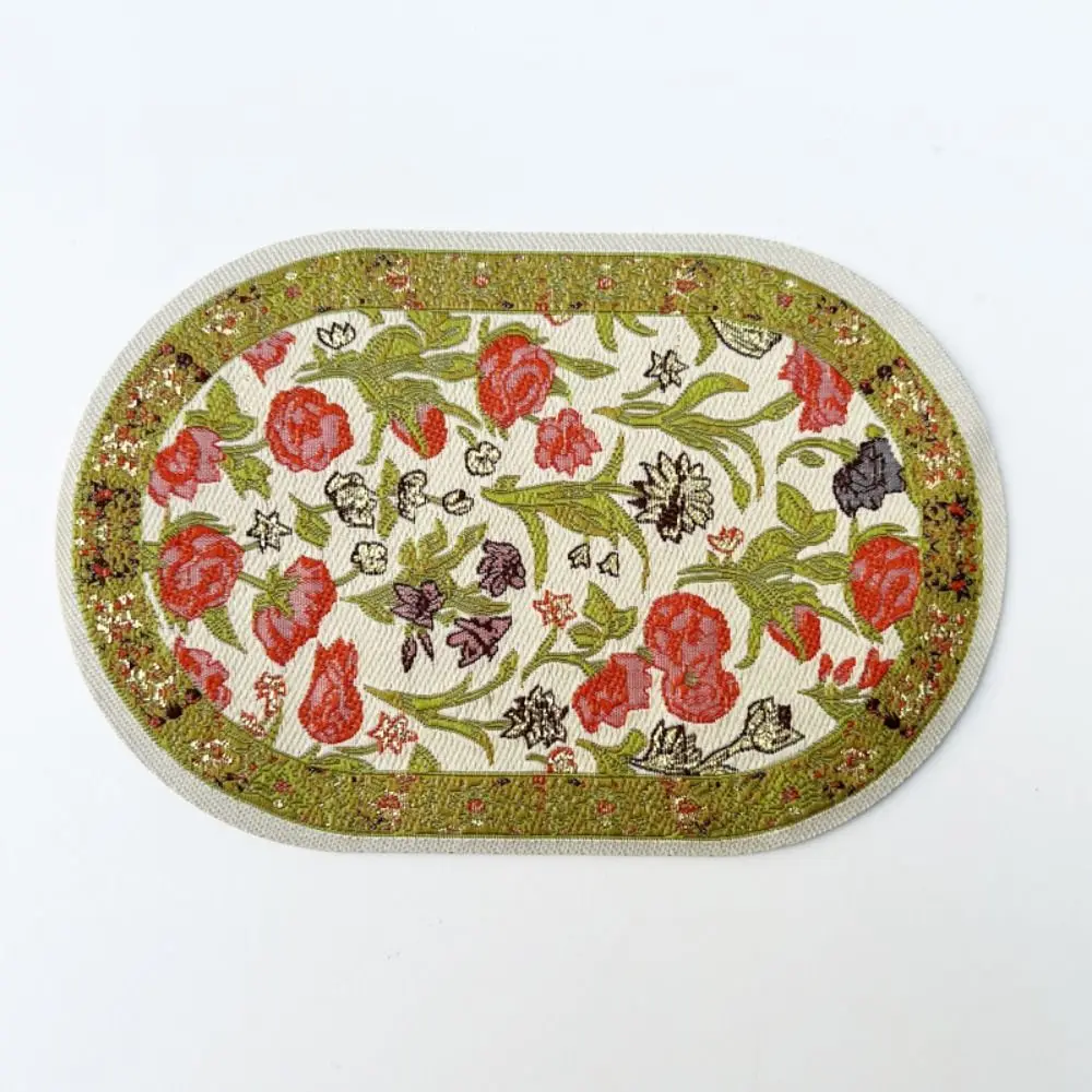 Multicolor Dollhouse Carpet Floral Pattern Accessories Miniature Weaving Rug Oval Round Turkish Style Floor Covering Mat