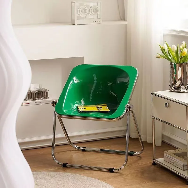 Living Room Chairs Simple Folding Modern Portable Chairs Bedroom Metal Bench Legs Acrylic Vanity Chair Stool Home Furnitures