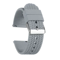 Silicone Quick Release Watch Strap - Soft Sport Waterproof Rubber Wristband Accessory - 20mm (Grey)