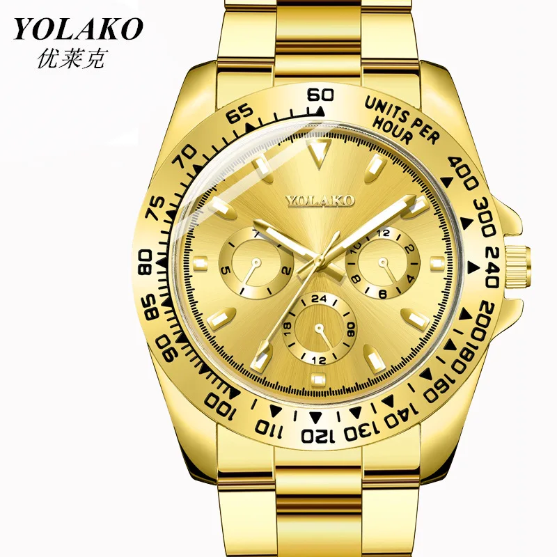 Popular Gold Men's Watch Men's Watch Steel Band Business Watch Luminous