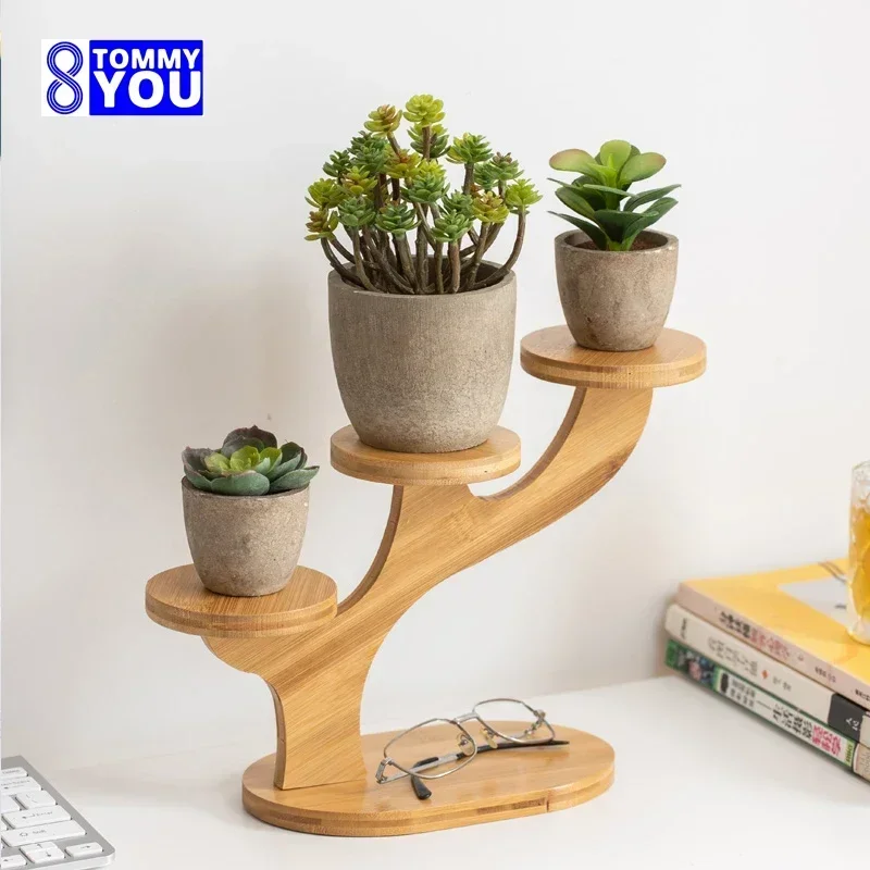 Mini Bay Window Flower Rack Windowsill Green Pineapple Succulent Tabletop Balcony Office Desk Bamboo Shelves wooden flower shelf plant stand storage rack