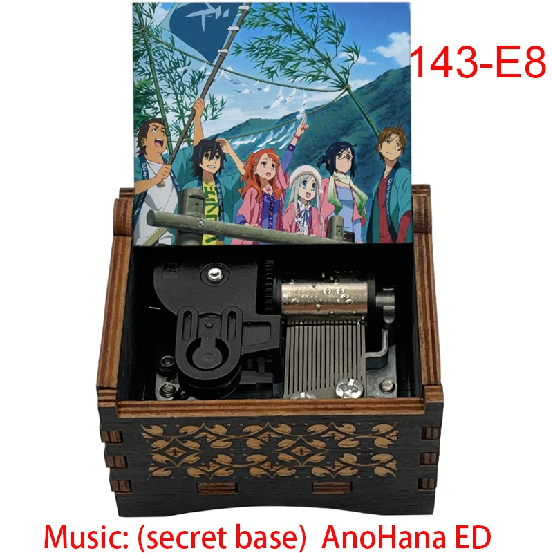 Anime Nohana The Flower We Saw That Day Wooden Music Box Silver Metal Automatic Movement New Year Holiday Gifts for Friends