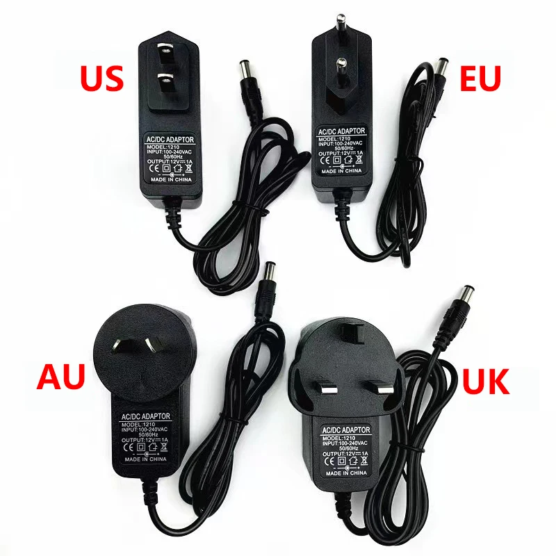 Universal AC to DC Transformer Power Converter for LED Lighting (12V Output, Multiple Amperage Options)