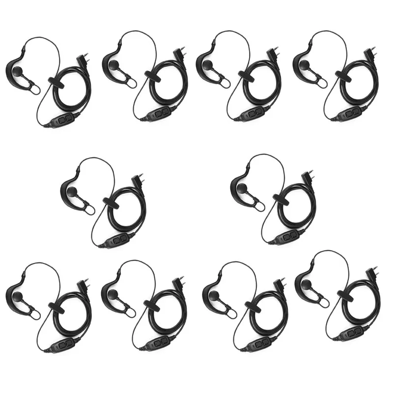 10PCS BAOFENG UV-82 Walkie Talkie Ear Hook 2-PIN Earpiece Headset PTT MIC Earbud Interphone Earphone for UV-5R/KENWOOD/HYT Radio 2 pin earpiece headset ptt mic 1m ear hook walkie talkie earbud interphone earphone earpiece for baofeng uv5r kenwood hyt