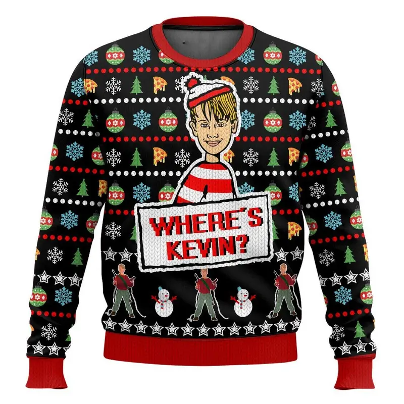 Merry Christmas alone at home Ugly Christmas sweater cartoon animation Men's pullover 2026 fashionable couple shirts Sweatshirt - Image 10