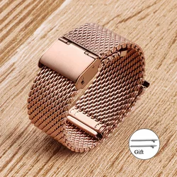 Sleek Milanese Mesh Stainless Steel Watch Band Bracelet - Multiple Sizes Available - 22mm (Rose Gold)