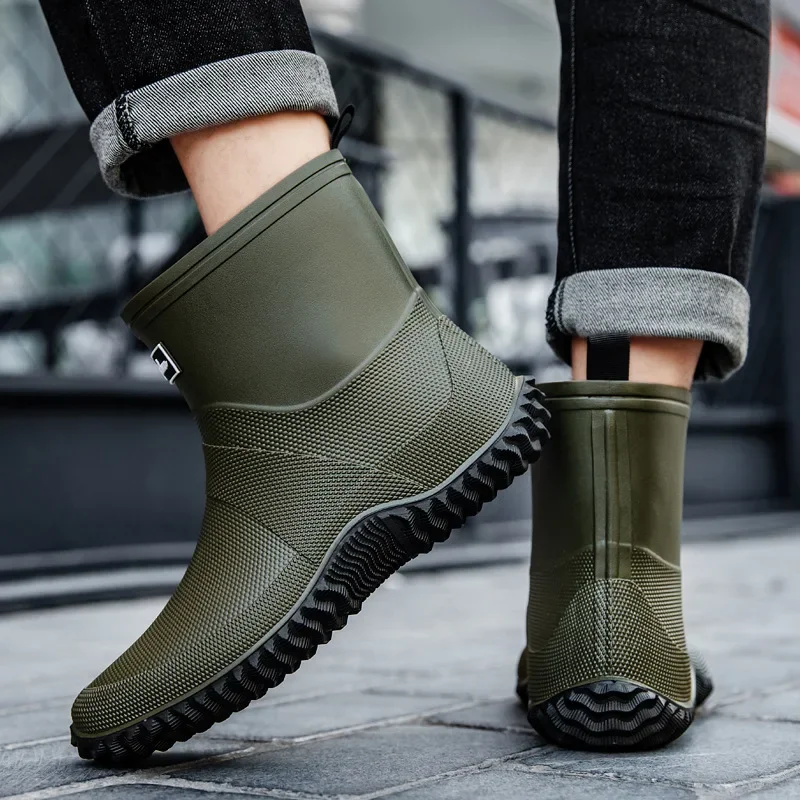 Bottes pluie caoutchouc naturel homme haute imperméables extérieur épaisses antidérapantes résistantes pêche