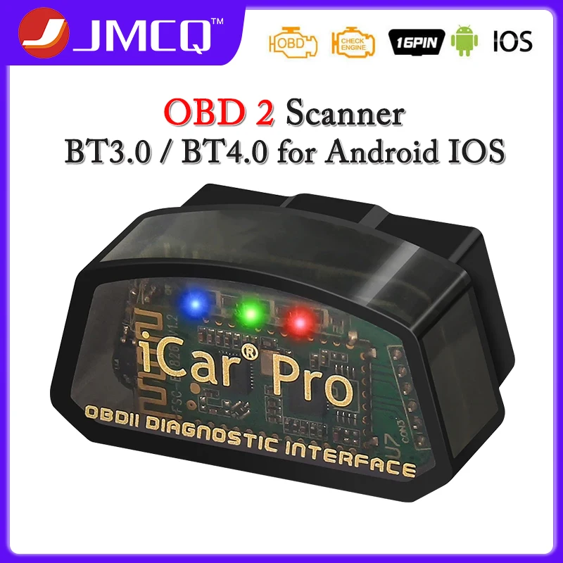 

JMCQ ODB2 Car Scanner iCar Pro elm327 V2.3 OBD 2 OBD2 Car Diagnostic Tools Bluetooth 4.0 for Android/IOS BT3.0 For Android