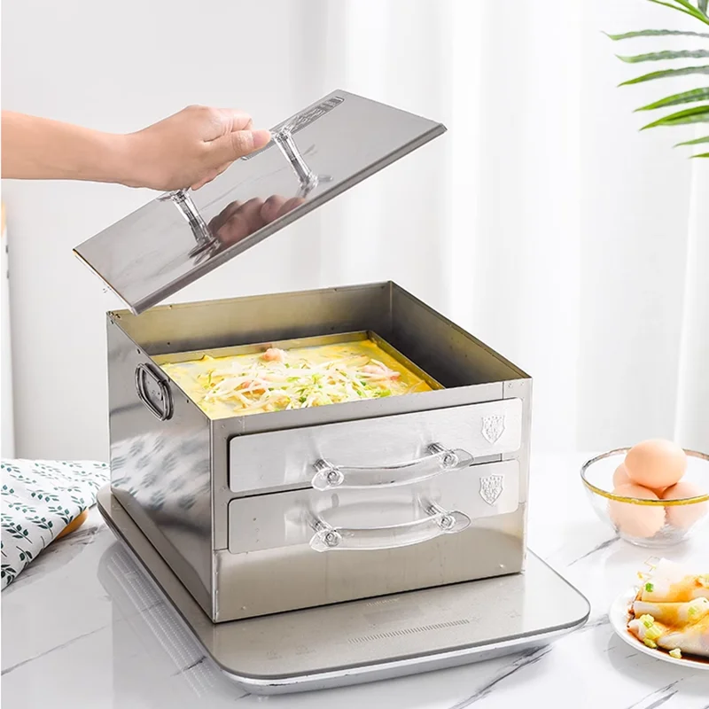 304 stainless steel small household two-layer rice noodle machine multifunctional mini steamer 3