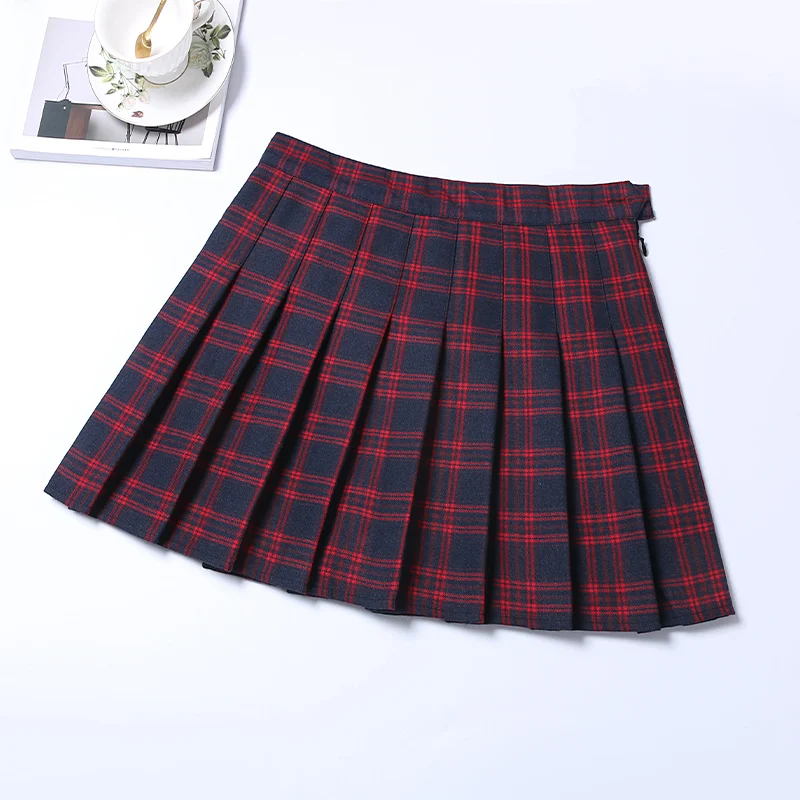 blue skirt Japanese Schoolgirl Cosplay JK Uniform Plaid Women Pleated Skirts Summer High Waist Mini Skirt Sexy Cute A Line Harajuku Clothes tweed skirt Skirts