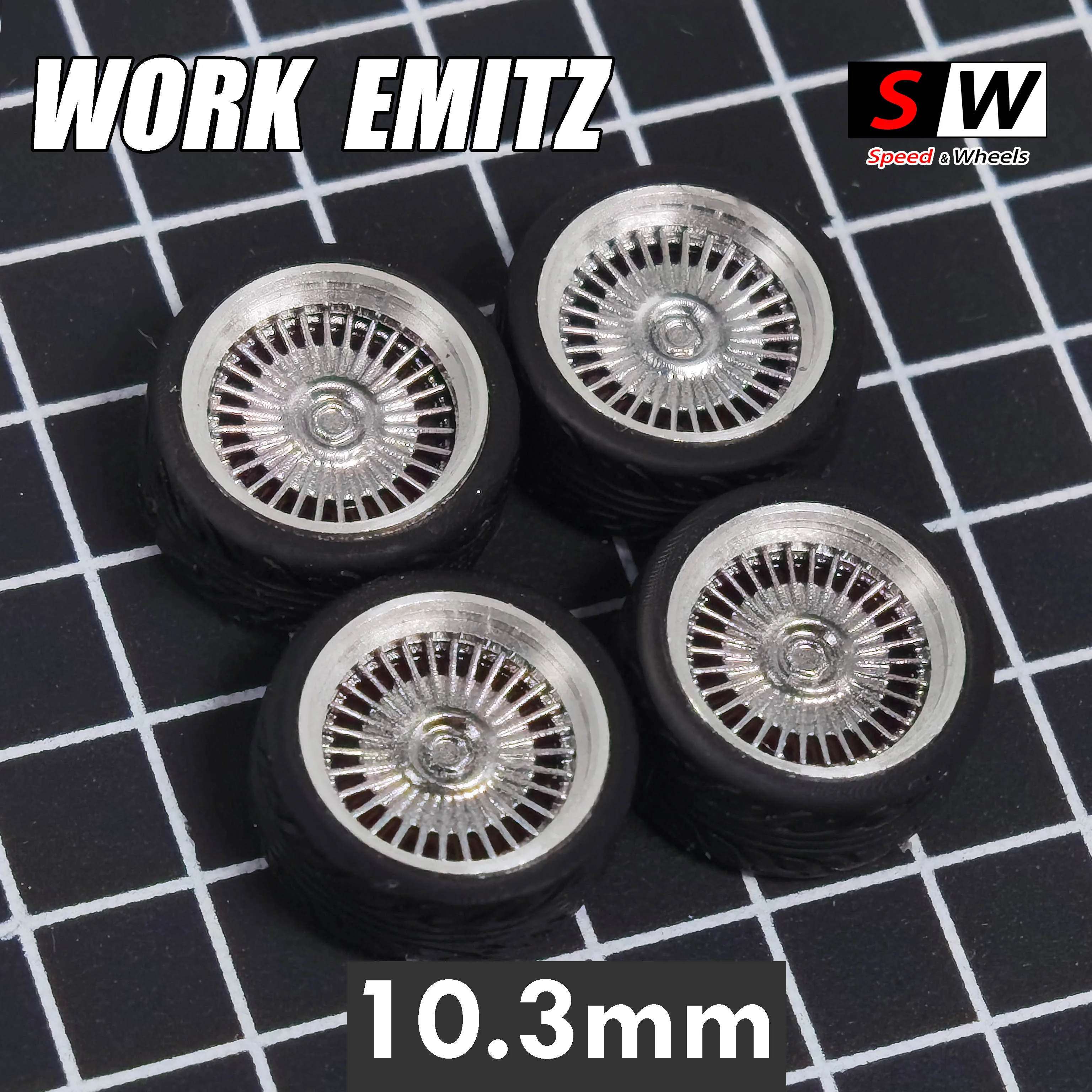 1:64 ラバータイヤ 9mm 10mm 11mm マルチスポーク SWホイール MOMO-A