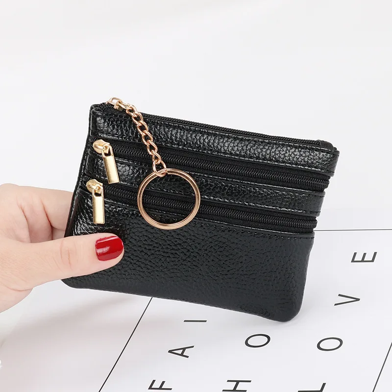 Zero Wallet Women's Short PU Leather Small Wallet Multifunctional Card Bag Soft Leather Key Bag Zipper card case holder coin purse key purse