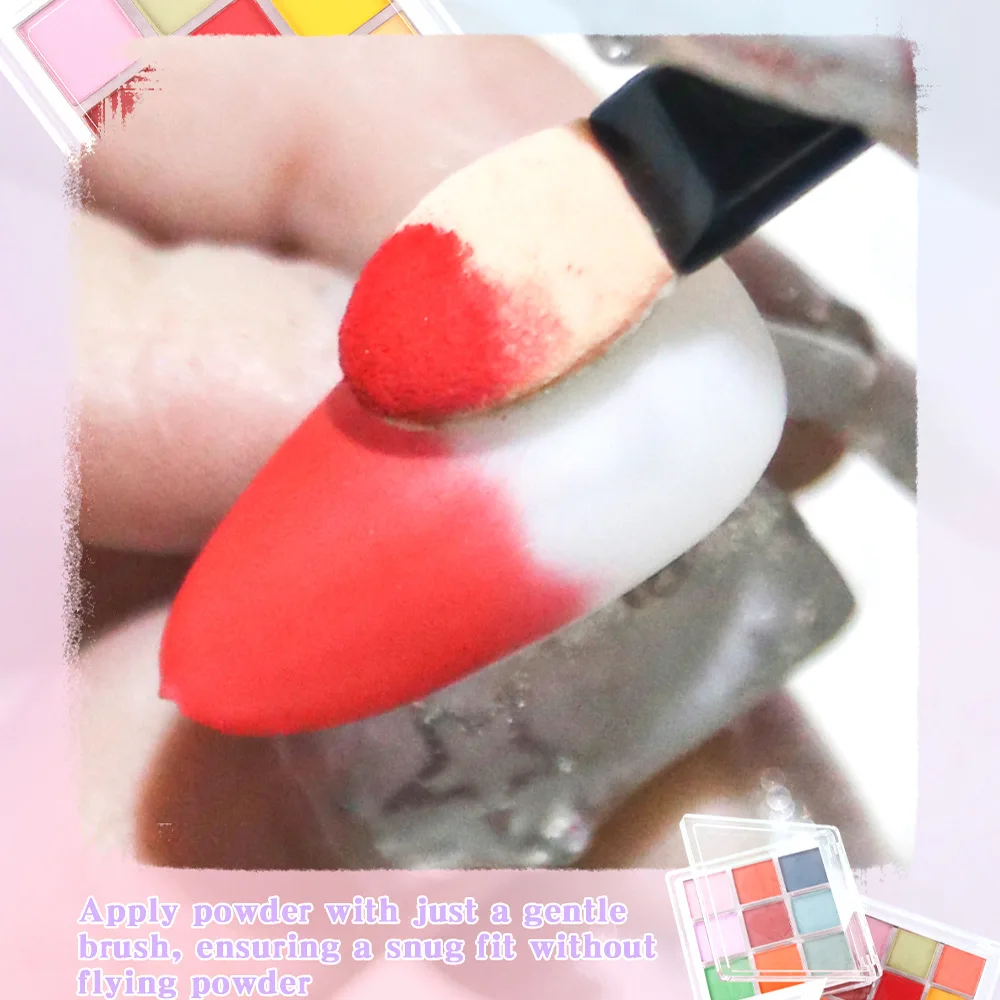 Nail Powder 9-Grid Light Color Gradient Eye Shadow Palette Nail Art Holographic Glitter For Fingernails DIY Art Supplies #9