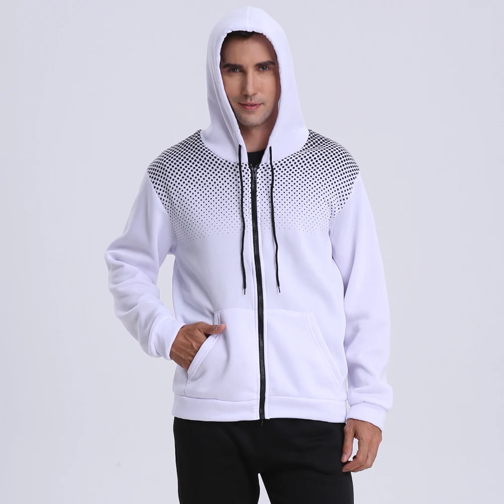 Mens Polka Dot Zip Up Hoodie - Casual Slim Fit Sweatshirt for Spring  Autumn