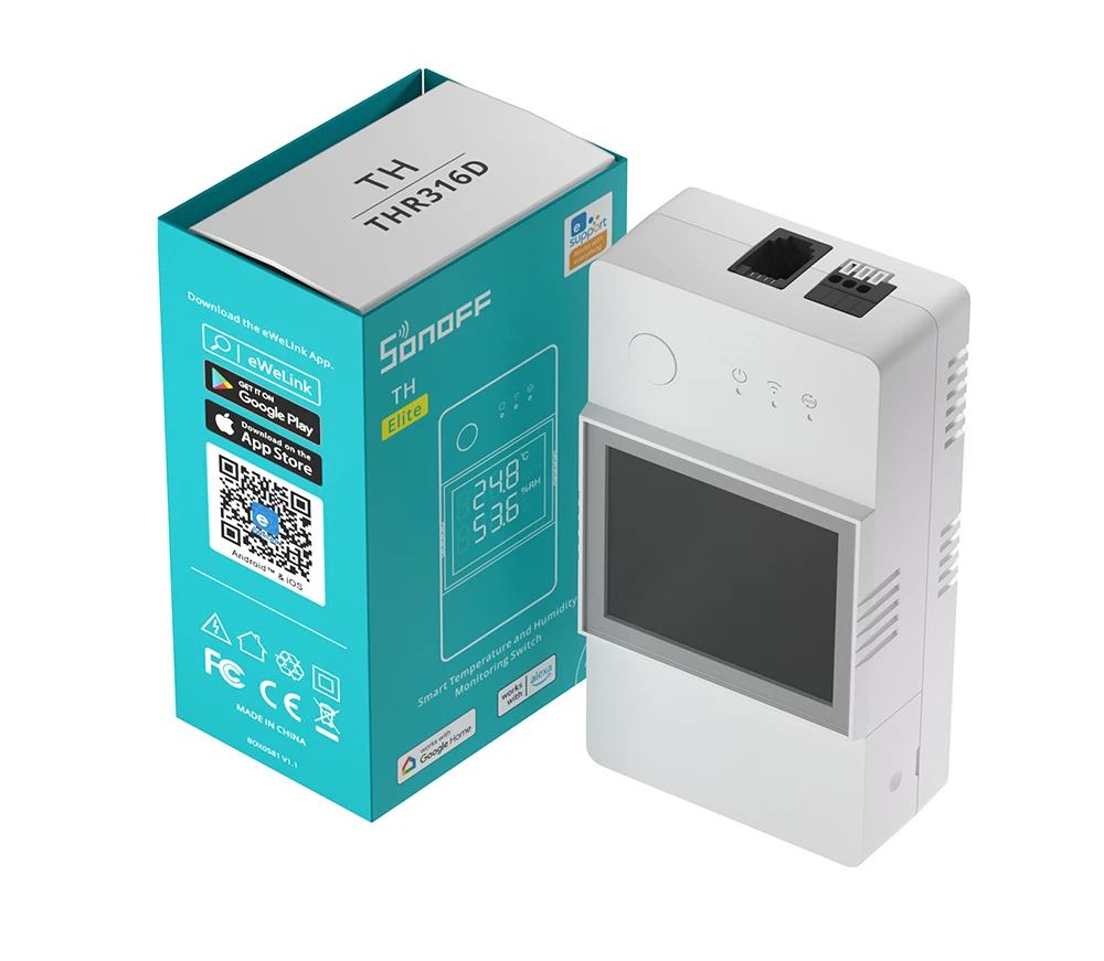 THR316D THR320D WiFi Smart Switch Temperature and Humidity Monitor Switch 16/20A