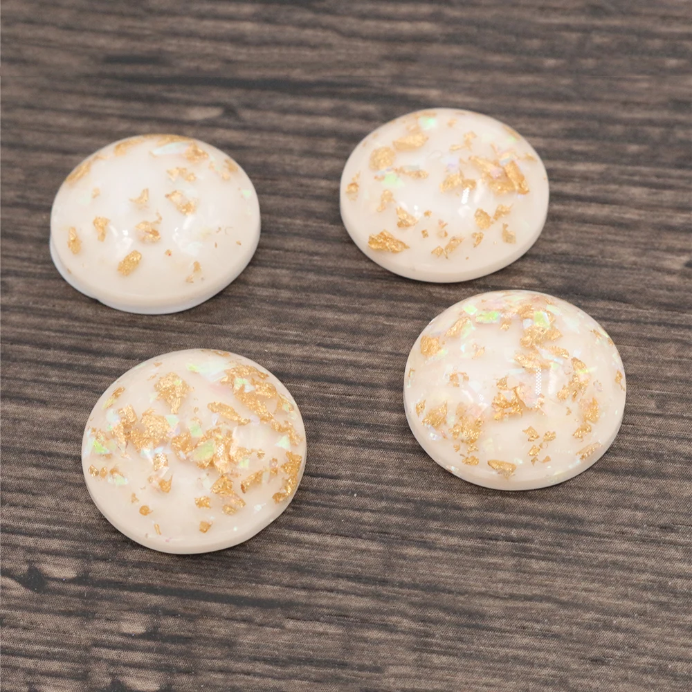 새로운 패션 믹스 컬러 내장 금속 호일 플랫 백 레진 카보숑 카메오, 20mm, 10 개/로트