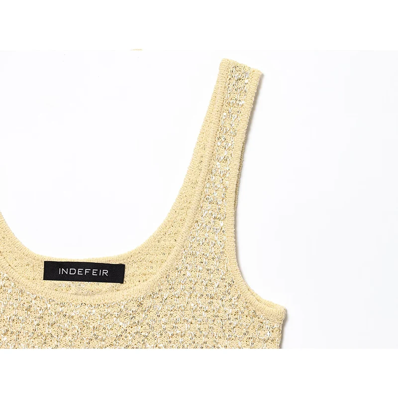 Sequin Knitted Top Women 2025 Summer Crop Tops For Women Backless Slip Short Tops Streetwear Sexy Party Top