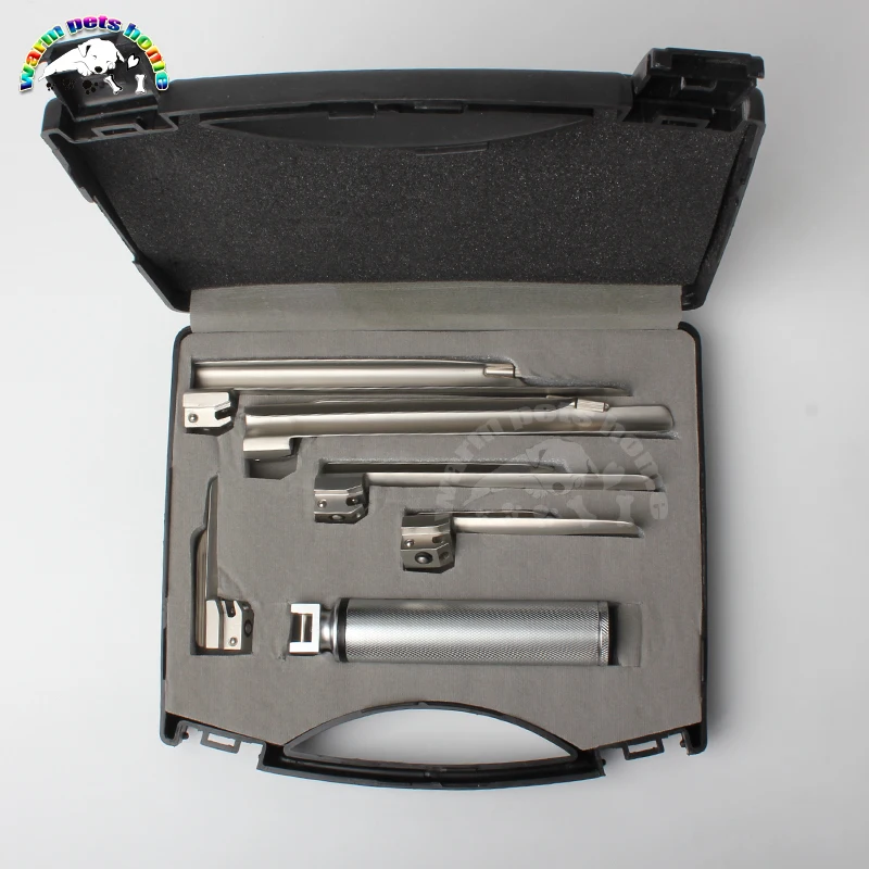 Veterinary Laryngoscope Kit Set 5 Blades For Animals Dog Cat Vet Clinic Hospital Equipment