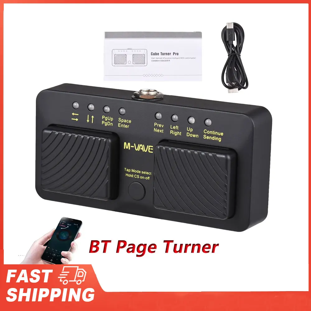 USB Rechargeable Musical Instrument Smart Phone Tablet M-VAVE Cube Turner Pro Wireless BT Page Turner Silent Foot Pedal wireless page turner pedal