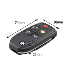 Premium 5 - Button Flip Remote Key Case FOB Replacement (Black)