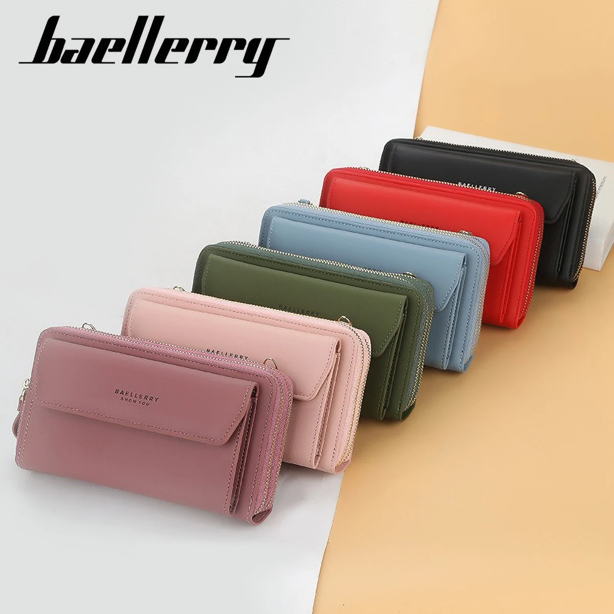 Baellerry Women's Small Double Zipper Phone Crossbody Bag, Mobile Shoulder Purse, RFID Blocking Compact Wallet Hands-Free