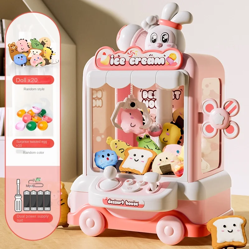 Automatic Doll Machine Toy for Kids Mini Cartoon Coin Operated Play Game Claw Crane Machines with Light Music Children Toy Gifts 6