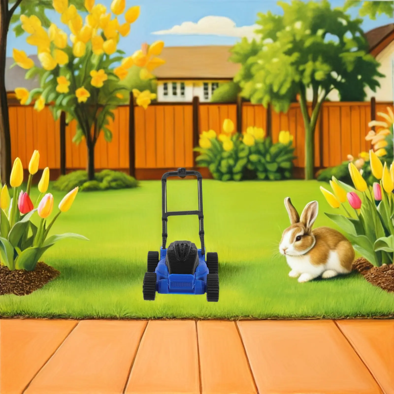 미니어처 잔디 깎는 기계 인형의 집 마당 액세서리 사실적인 플라스틱 조경 장식 마이크로 정원 도구 잔디 깎는 기계