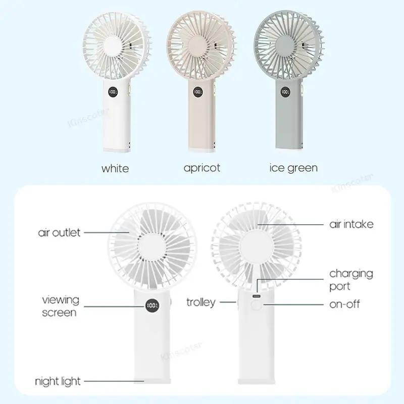 New Handheld Personal Fan Portable Mini USB Hand Fan 3600mAh Rechargeable Mini Fan with Stepless Speed Control Display Nightligh