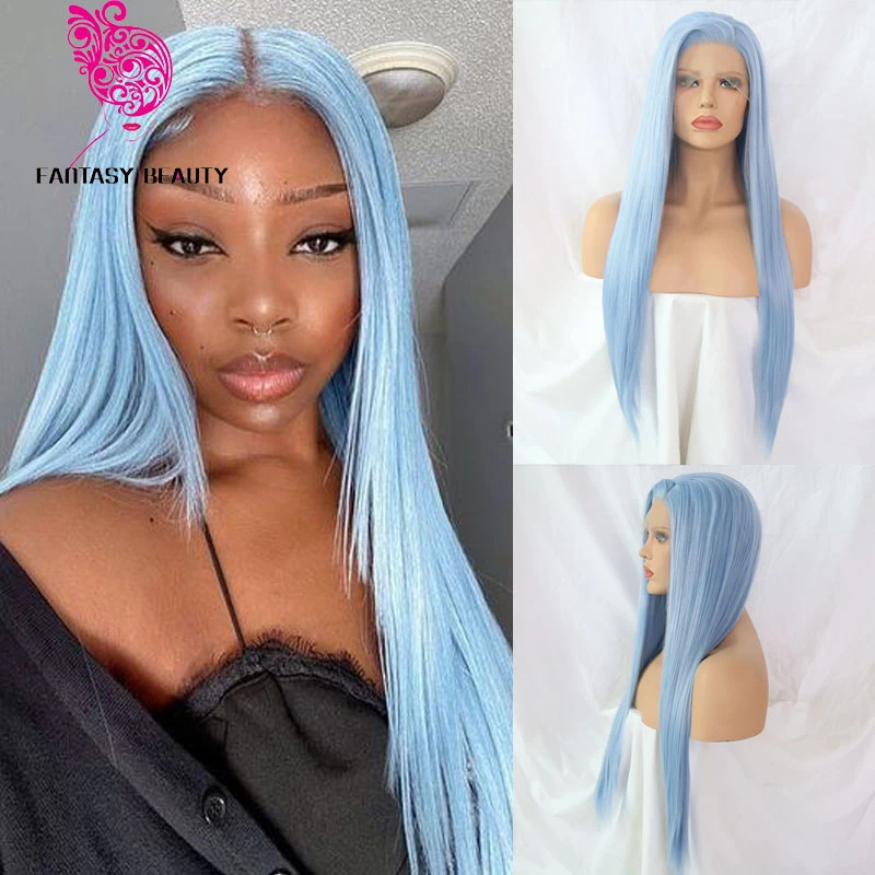 Baby Blue Blonde Hair Color Silky Straight Soft Long Synthetic Hair Wigs  For Women Glueless 13x4 Transparent Lace Front Wigs - Synthetic Lace  Wigs(for White) - AliExpress