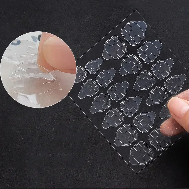 60/120PCS Fake Nails Nail Jelly Glue Double Sided Adhesive Tape Glue Sticker Press on Nails Tips 1-10sheeteet