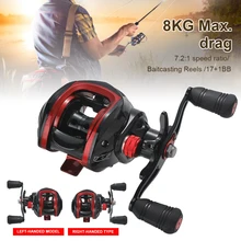 

Baitcasting Reel 8KG Max Drag Magnetic Brake System 17+1BB 7.2:1 Ratio Saltwater Freshwater Fishing Reel Tackle Accessories