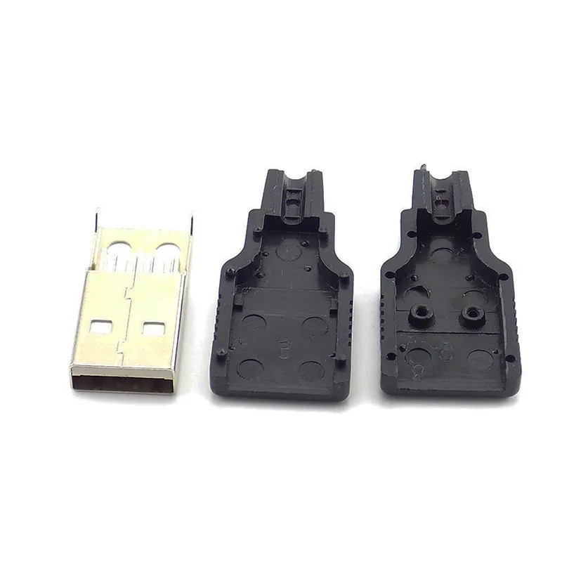5/10 pz 4 Pin USB 2.0 tipo A maschio presa connettore adattatore con copertura in plastica nera tipo A saldare connettore fai da te H10
