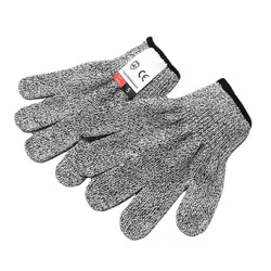 Premium Grade 5 Cut Resistant Safety Gloves - Scratch and Cut Protection for Kitchen, Glass Cutting, and Gardening (GRAY)