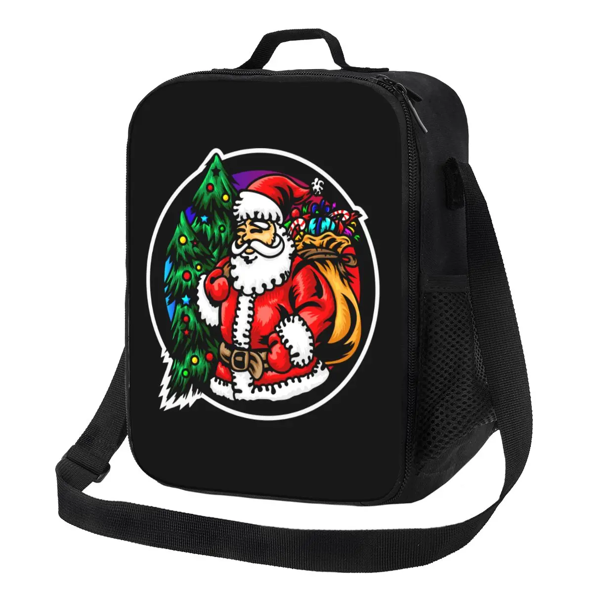 

Santa Claus Insulated Lunch Bag for Outdoor Picnic Merry Christmas Sweater Jingle Bells Gift Portable Thermal Cooler Bento Box