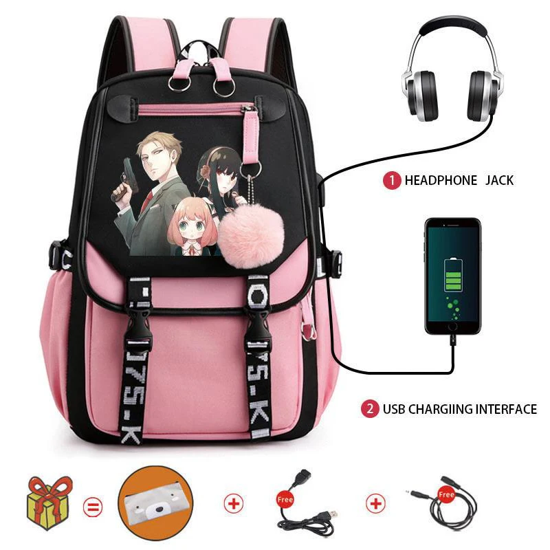 

Anime Spy X Family Backpack Anya Forger Manga Cartoon Kawaii Schoolbag Girls Waterproof Large Capacity to Travel Daily Bookbags