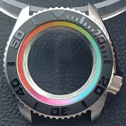 Matte Black & Silver Waterproof Stainless Steel Watch Case with Convex Sapphire Glass, 41.5mm (NO.10)