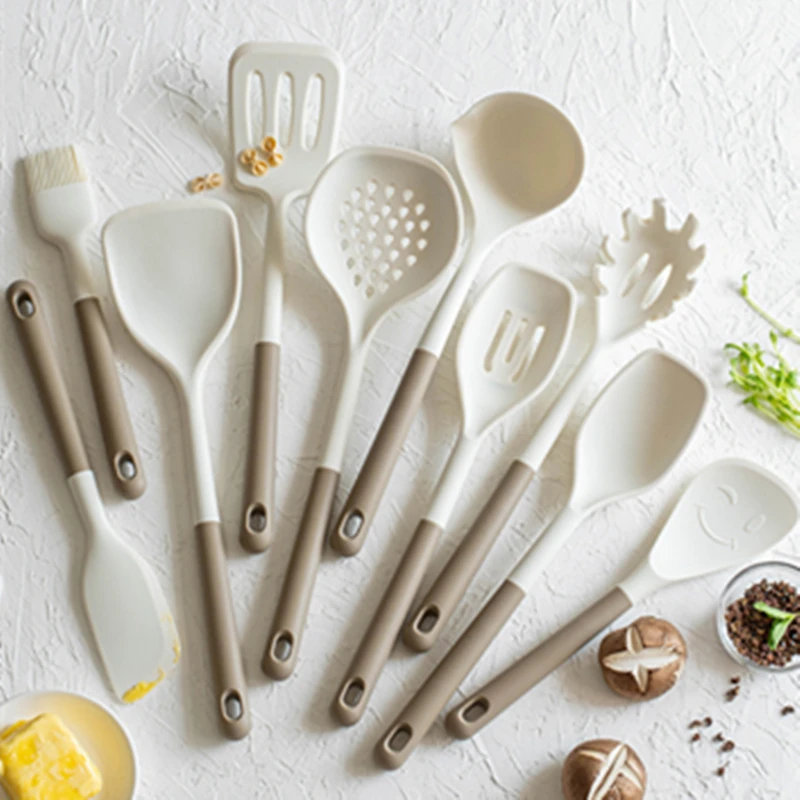 Kitchen Utensils Set Kitchen Silicone Kitchenware Set Cooking Spatula Colander Rice Spoon Ladle Spaghetti Claw Oil Brush Tools for Baking